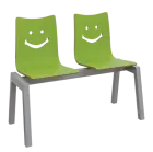 SMILE 2, dřevěná lavice do čekárny, 2-sedák, zelená, kostra stříbrná